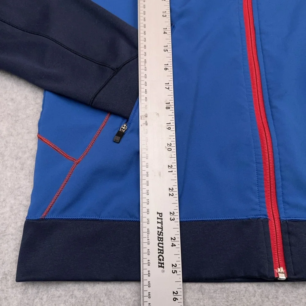 The North Face Kilowatt Varsity Jacket Men's Medium Blue Full Zip Hooded Stretch
